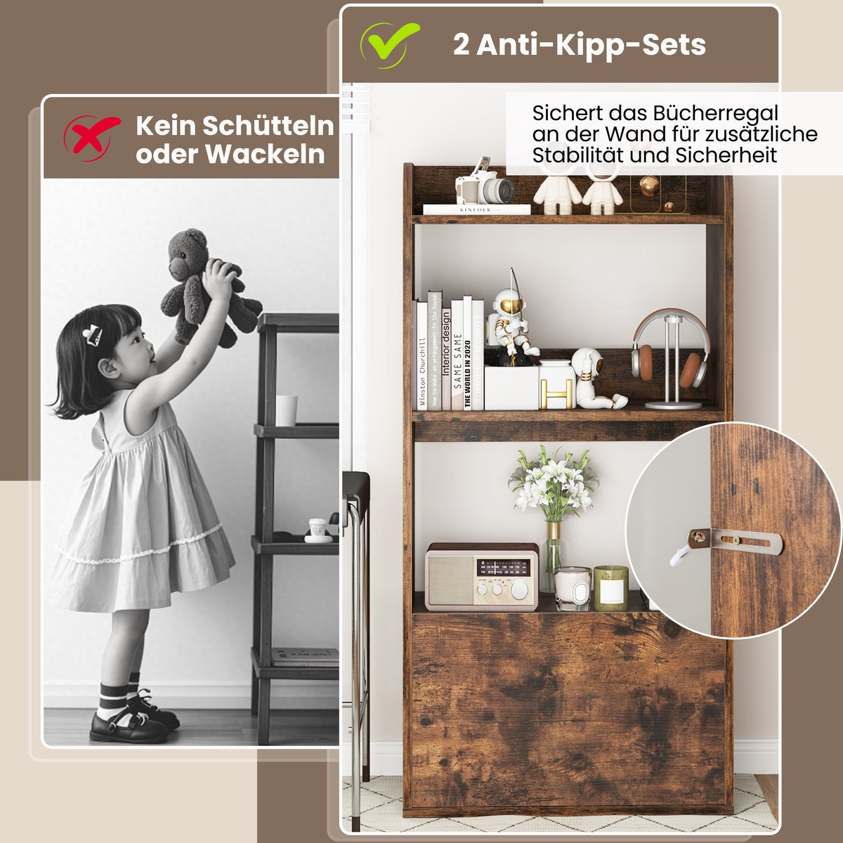 COSTWAY Boekenkast, wit, boekenkast met deuren en open vakken, dressoir, commode, staand rek