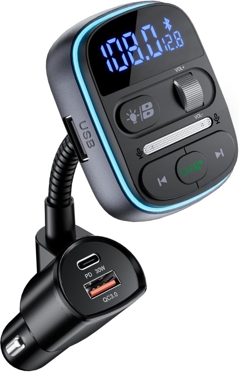 Bluetooth FM Transmitter met Snellader en Draadloze Muziekstreaming