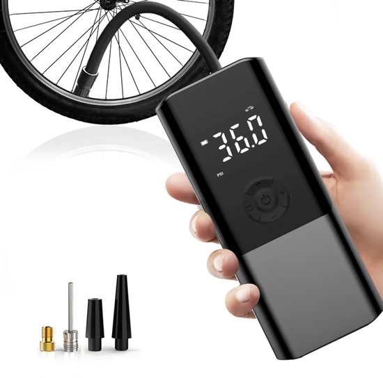 ISHIVA Elektrische Fietspomp - Bandenpomp Auto - Draagbare Luchtcompressor - voor Fiets, Scooter, Motor, Auto - 4500 mah - Tot wel 10.3 bar - USB oplaadbaar - 2 jaar Garantie van Merkloos — afbeelding 5