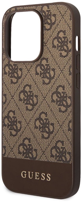Guess 4G Stripe Back Case geschikt voor Apple iPhone 14 Pro (6.1") - Bruin