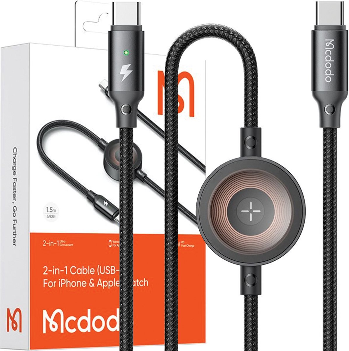 Mcdodo Inductieve Oplader Voor Apple Horloge 2In1 Kabel Voor Iphone Macbook 60W