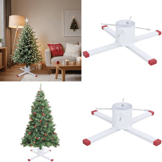 vidaXL Kerstboomstandaard 61x61x15,5 cm wit - Kerstboom Stand - Kerstboom Staat - Boom Standaard Voor Kerstboom - Kerstboom Basis