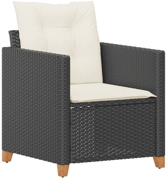 vidaXL Tuinstoel verstelbaar met kussens poly rattan grijs