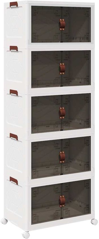 Opbergbox stapelbaar met wielen 3-laags 75 L 64x39,5x110,5 cm