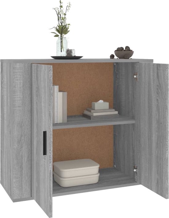 Buffet vidaXL 80 x 33 x 70 Commodes , bois traité, couleur chêne Sonoma gris.