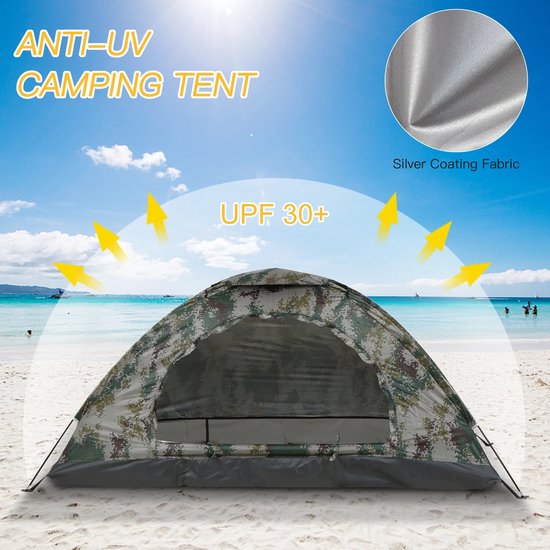 Rumi Campingtent - 1/2 Persoons Ultralight Campingtent - Enkellaags Draagbare Wandeltent - Anti-UV-coating - Voor Buiten Strandvissen - Waterafstotend materiaal - ideaal voor snelle kampeertrips van Rumi — afbeelding 4