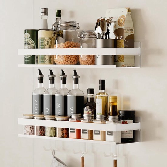 Hangend kruidenrek voor aan de muur - kruidenorganizer - zwart - 60 cm