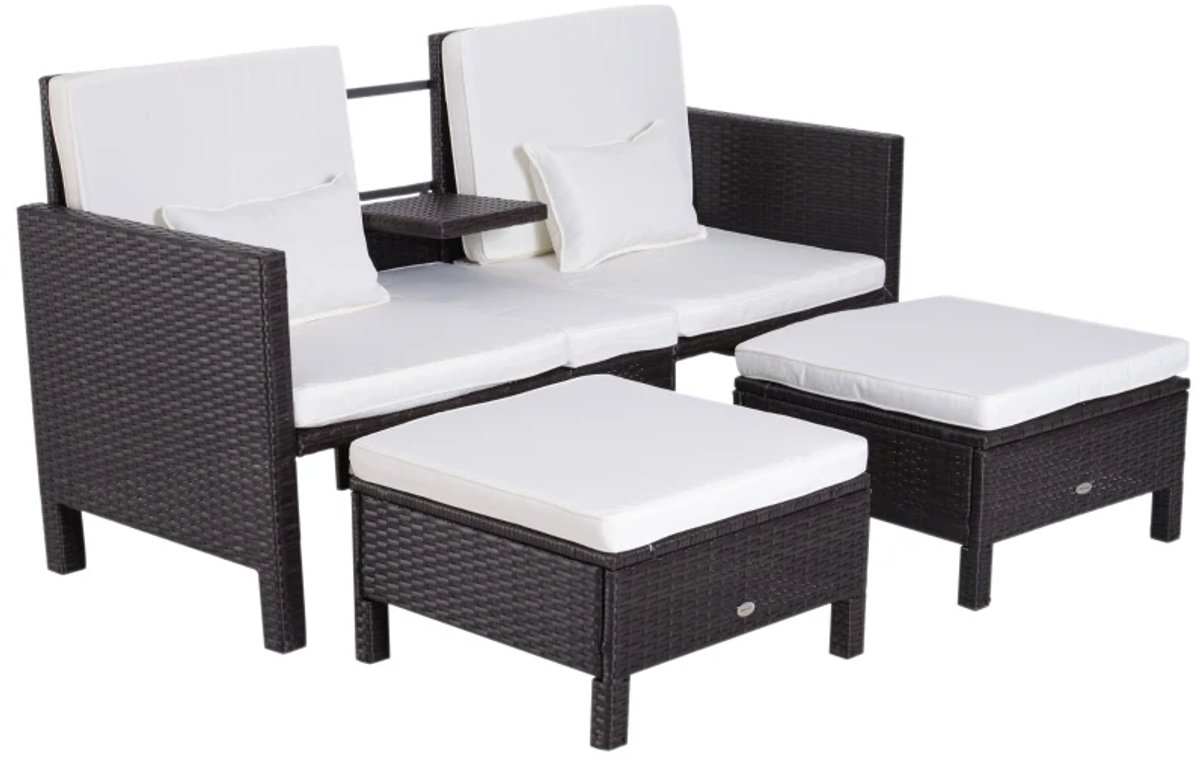 Balkonset 2 personen - Tuinset - Bistroset - Bruin - Weerbestendig - 3 delig - Tuintafel en 2 stoelen - 2 personen - Gecoat staal - Onderhoudsvrij staal
