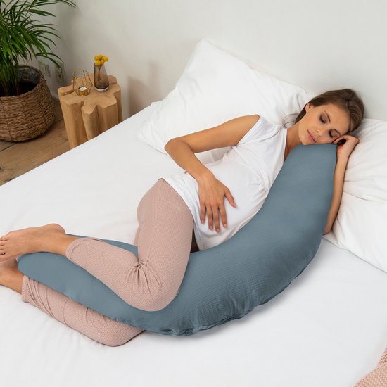 Doomoo Basics Comfy Big - Voedingskussen - Biokatoen - 190cm - Tetra Blue van Doomoo — afbeelding 5
