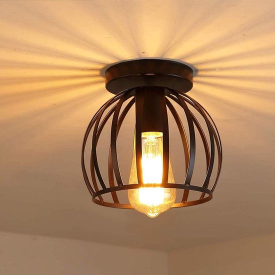DAXGD E27 Industriële kroonluchter lamp, zwart retro kroonluchter lampen voor slaapkamer woonkamer lamp, gloeilamp niet inbegrepen, hoogte 72cm
