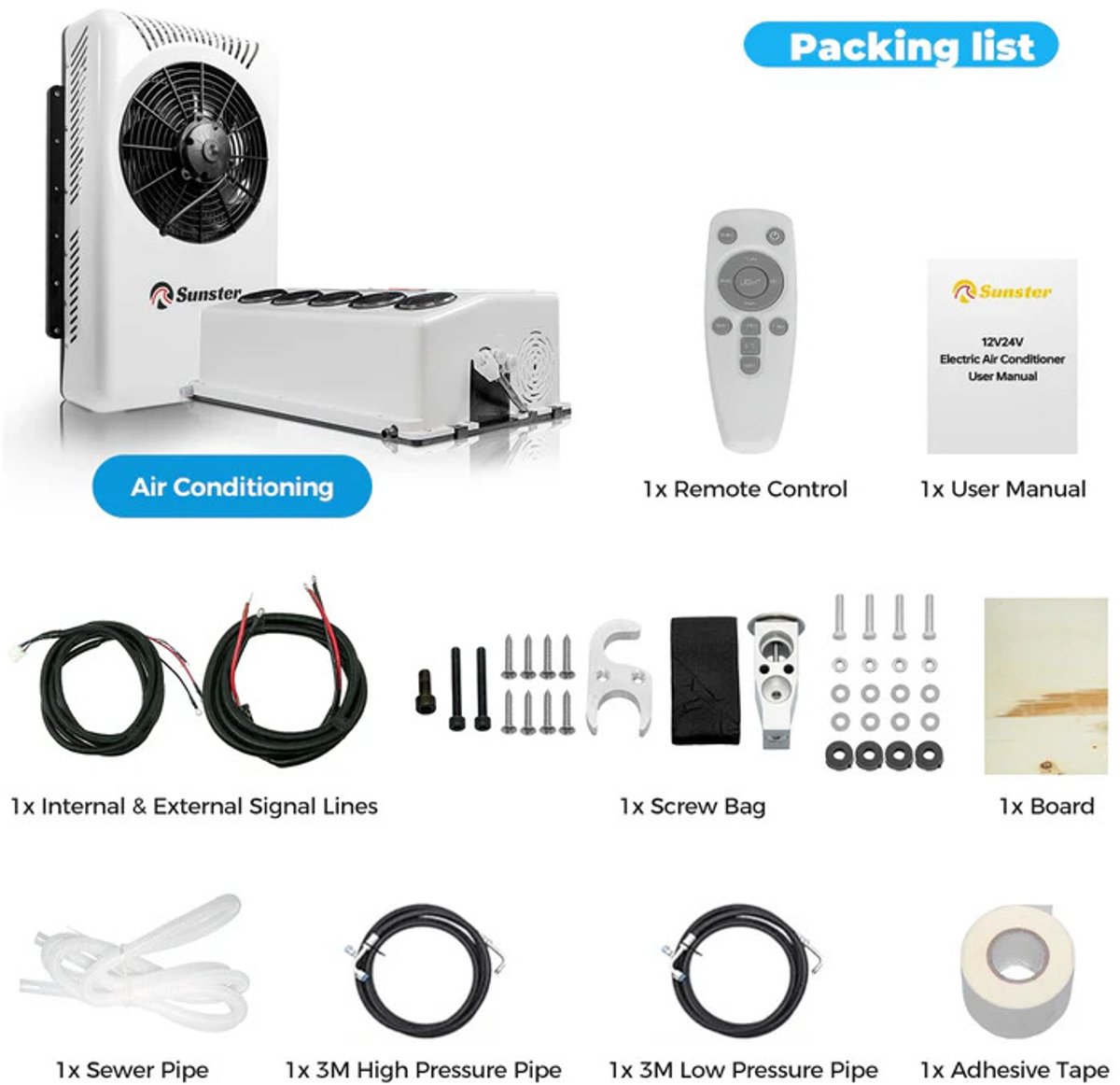 Airconditioner - Air conditioning - 10000 BTU - 150-500m³/u - 1-3KW - 12V Efficiënte Koeling - Met Afstandsbediening - Voor RV - Camper -Vrachtwagens - Boten — afbeelding 9