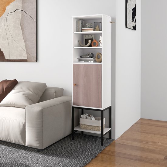 Costway Opbergkast Hoge Badkamerkast Rotan Kast Met Deuren Verstelbare Planken & Lade Vrijstaande Kast Voor Woonkamer Keuken  Id20251202433679001764669901
