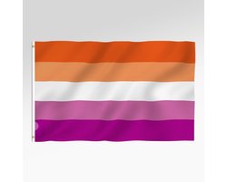 Pride Vlag - Lesbisch - Lesbian Flag - 150x90 CM - Gay - Regenboog - LGBTQ+ - Met Ringen