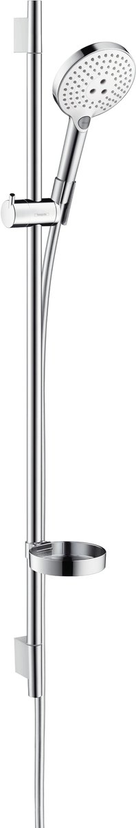 hansgrohe Raindance Select S doucheset 120 3jet met Unica'S Puro glijstang 90 cm en zeepschaal wit/chroom