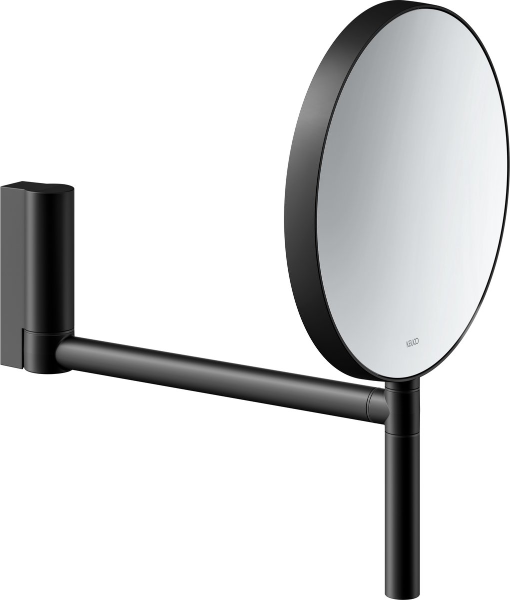 Keuco Plan - Make-up spiegel wandmontage, mat zwart 17649370002