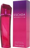 Escada Magnetism Eau de Parfum 75 ml fles en doos met roze-paarse gradiënt.