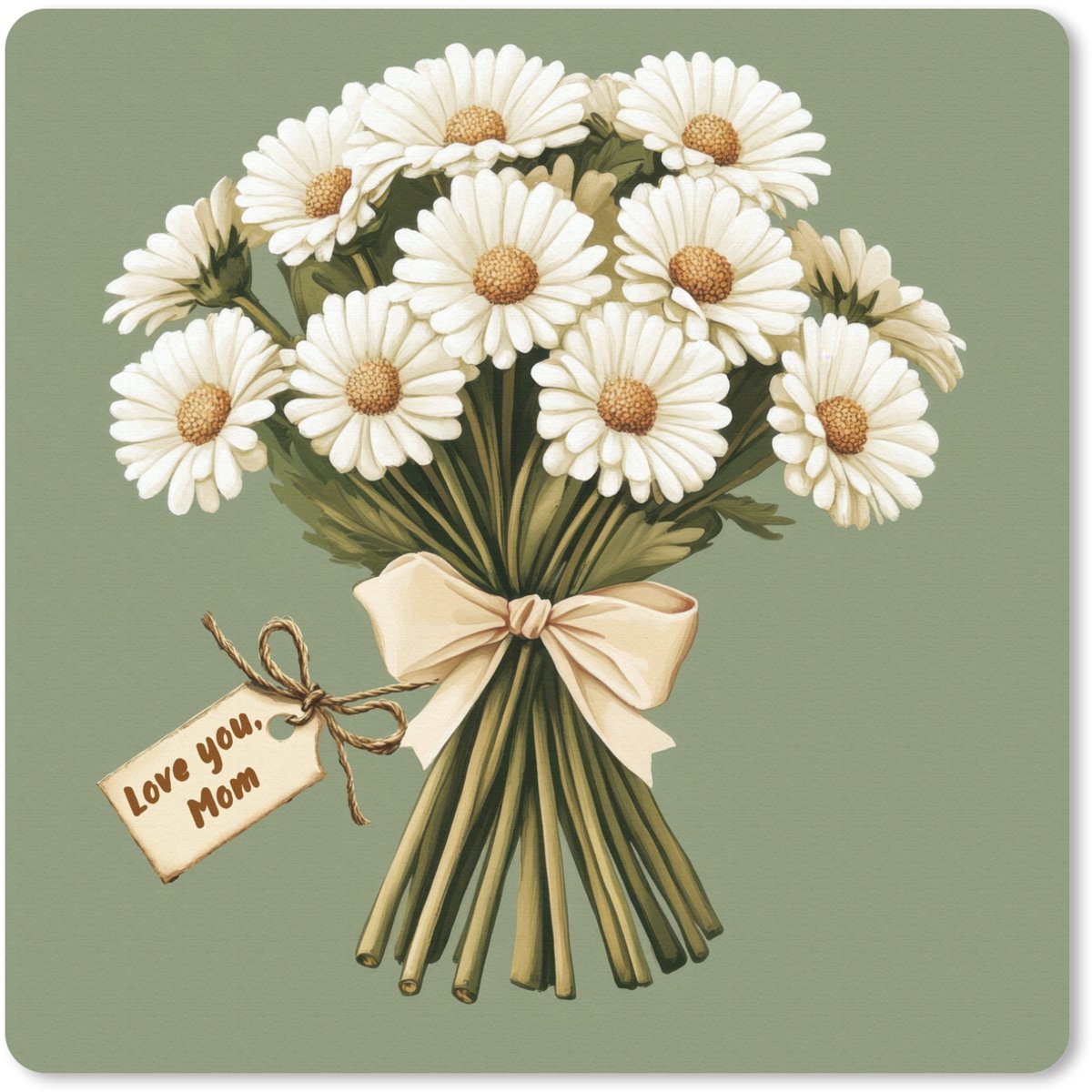 Muismat 30x30 cm - Mousepad Lint - Boeket - Groen - Quote - Muismatten