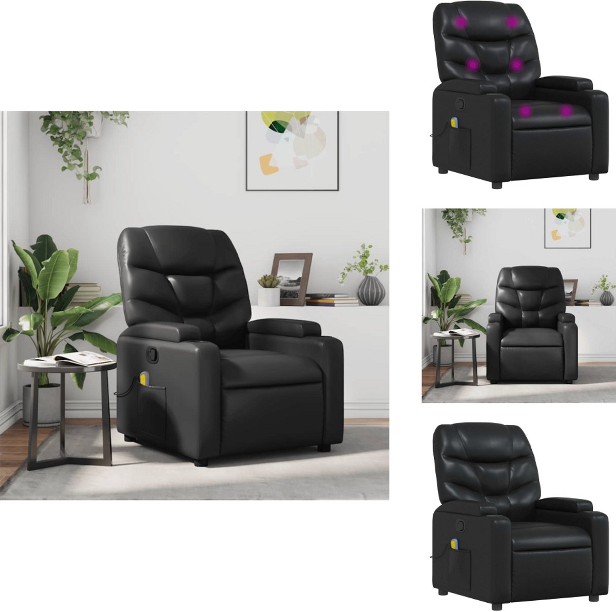 vidaXL Massagestoel Verstelbaar Kunstleer Zwart - vidaXL - €280,95