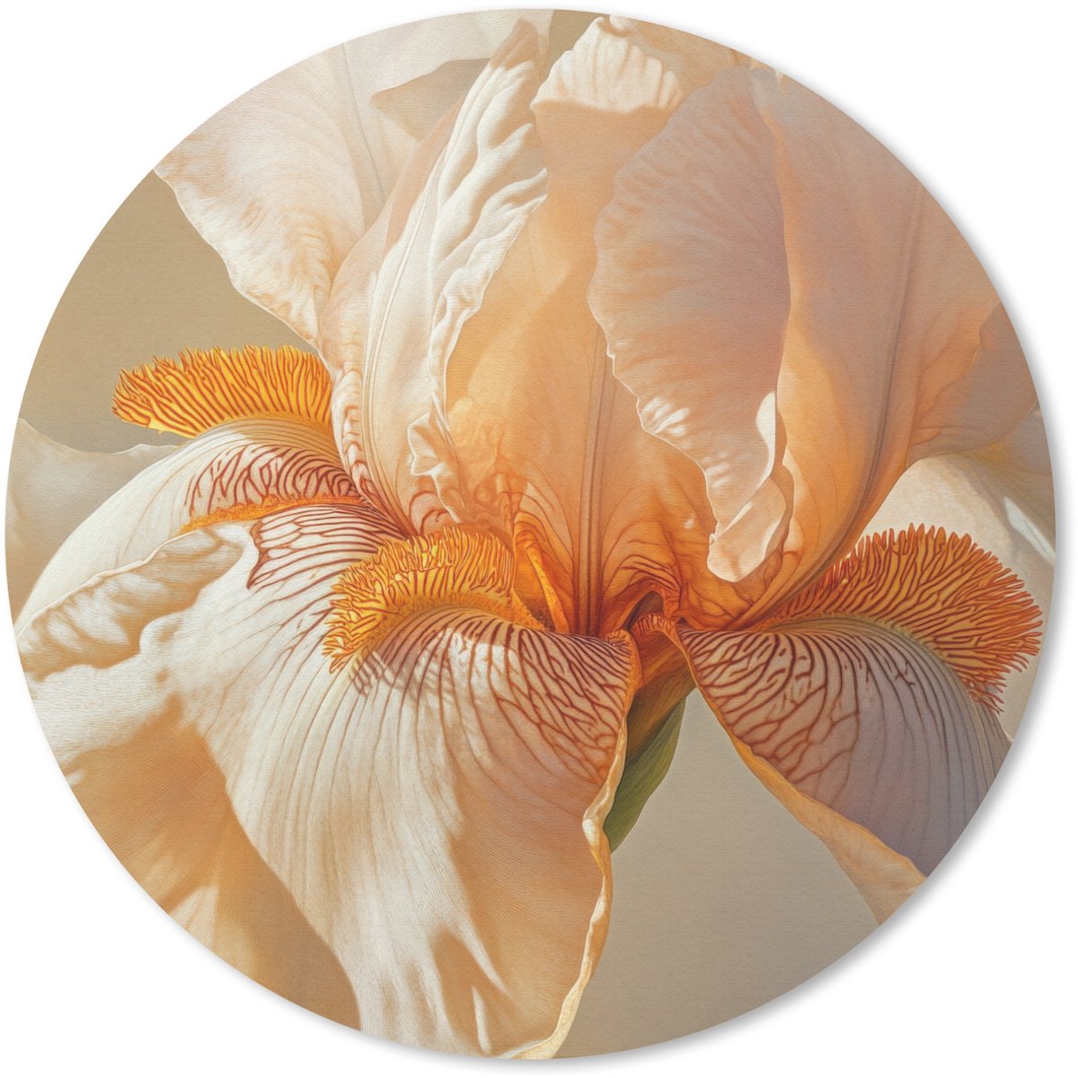 Muismat rond 40x40 cm - Mousepad Close up - Oranje - Iris - Ronde muismatten