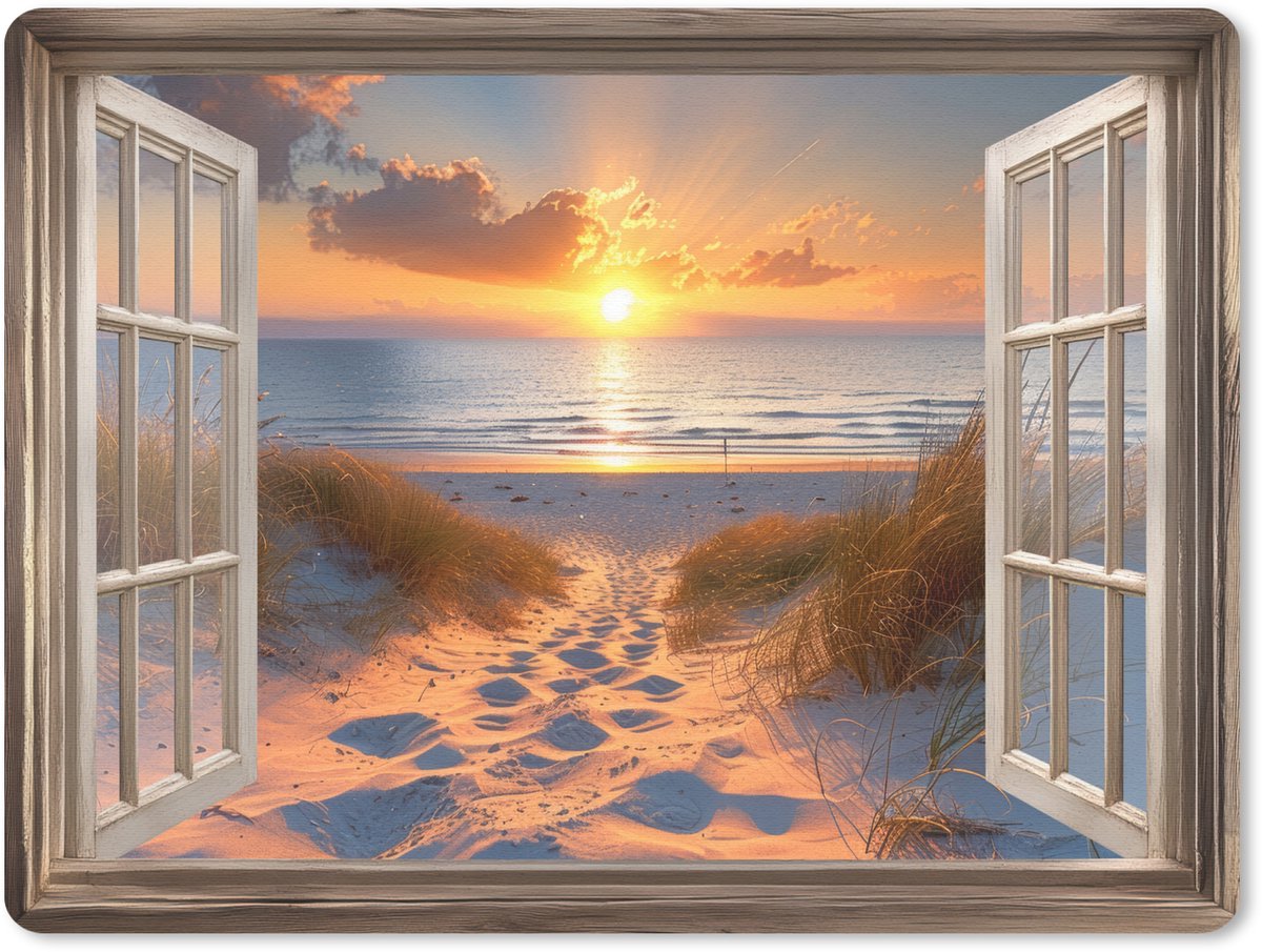 Muismat 23x19 cm - Mousepad Doorkijk - Strand - Duinen - Zonsondergang - Muismatten