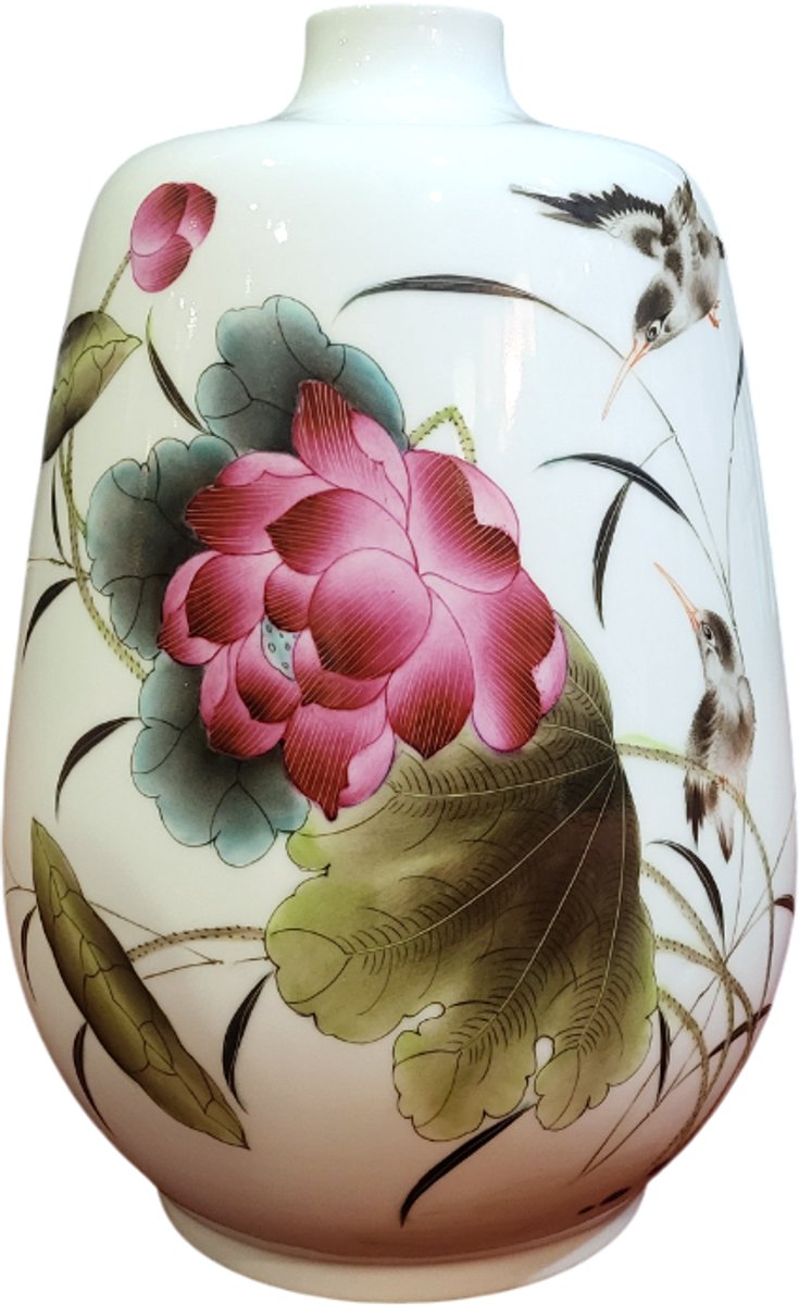 Fine Asianliving Chinese Vaas Porselein Lotus D20xH30cm