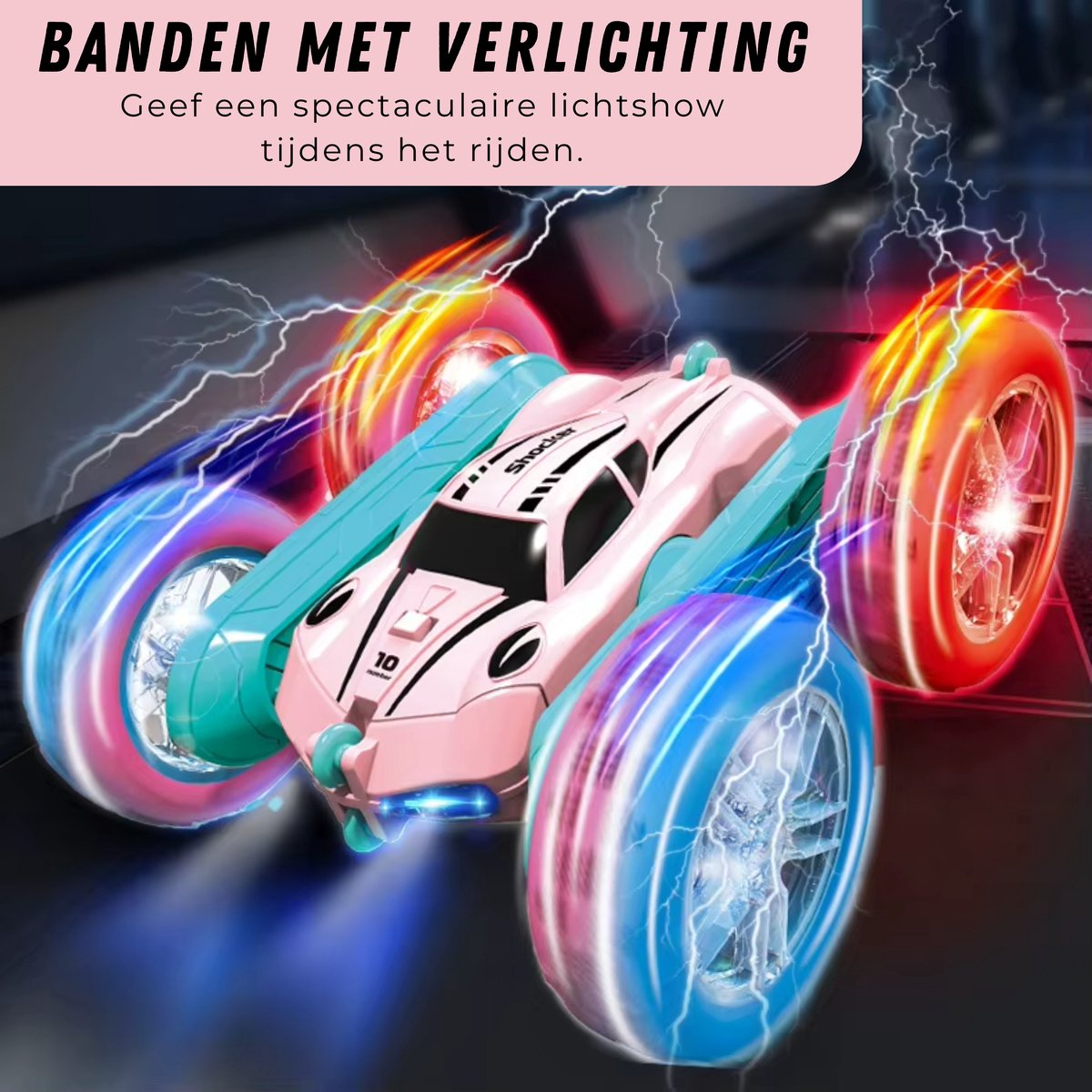 Boncy® Bestuurbare RC Auto Offroad - 360 Stunt Roze - Jongens Meisje Volwassenen - Speelgoed Binnen & Buiten - Afstandbestuurbaar Race Drift Car - Afstandsbestuurbaar Raceauto Accu - Stuntauto - Bestuurbaar Snel Elektrisch Autos Afstandsbediening — afbeelding 3