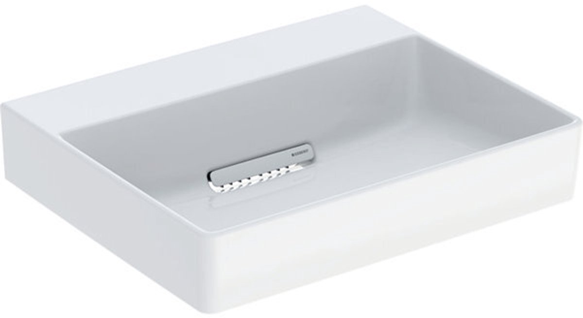 Geberit ONE - Opzetwastafel 50x41x14 cm, verborgen overloop, zonder kraangat, horizontale afvoer, KeraTect, wit 505.023.00.1