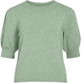 Vila T-shirt Viril 2/4 Sleeve O-neck Knit Top - 14105306 Smoke Green/light Mela Dames Taille - XS