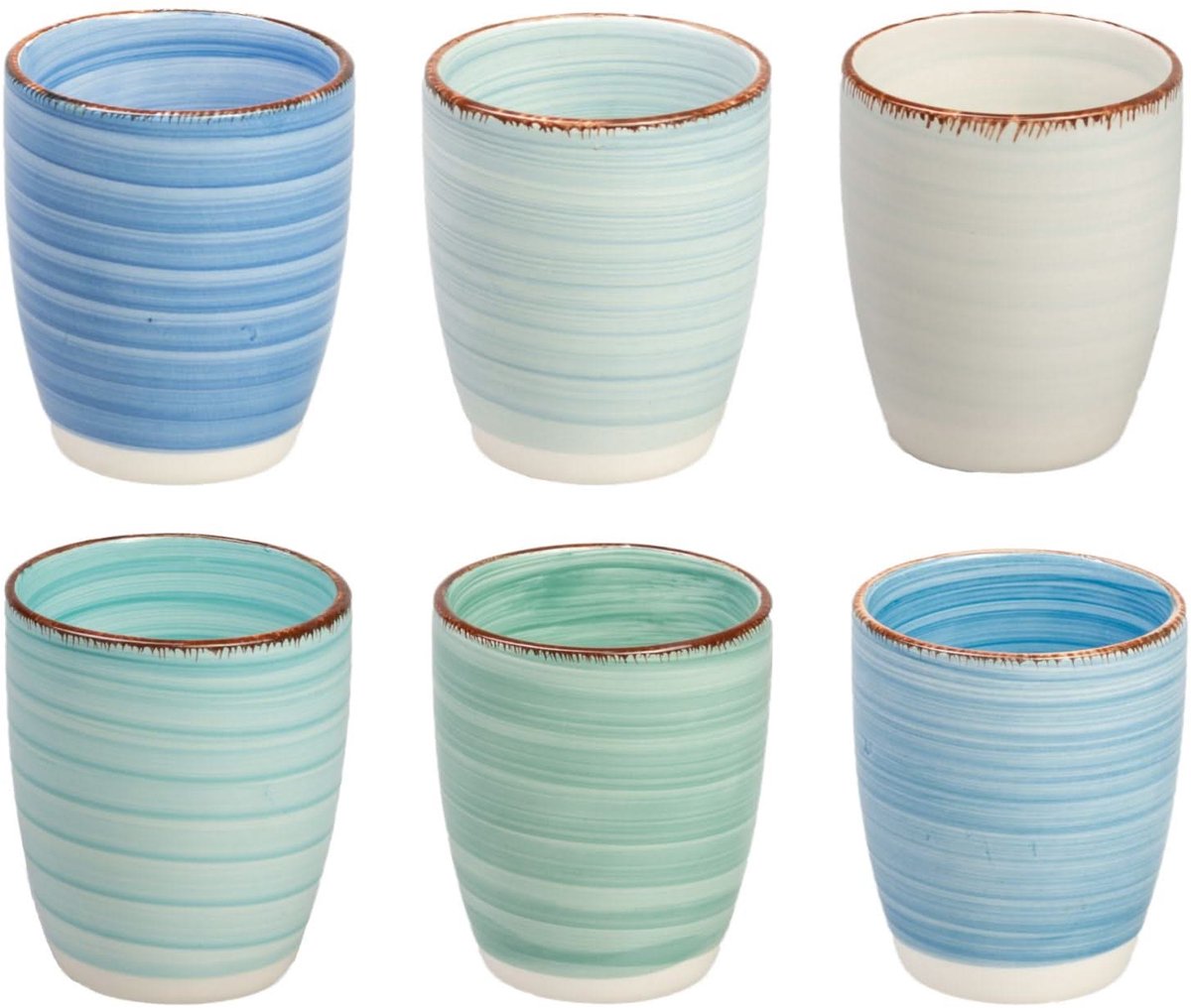 Cookinglife Koffiekopjes Delice Blue Blauw 6 stuks 180 ml Ø 70 mm Aardewerk - Vaatwasser- & Magnetronbestendig