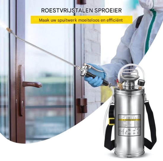 Onkruidsproeier - Rugspuit 8L - RVS Druksproeier - Onkruidspuit - Ergonomisch - Variabele Spraykop — afbeelding 4