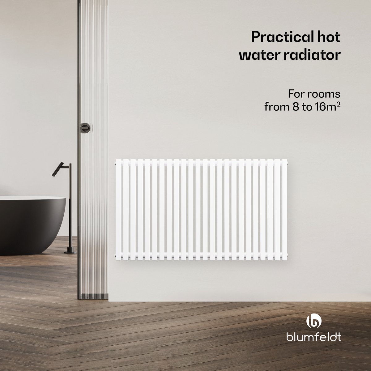 Blumfeldt Radiator - 891W Radiatoren met middenaansluiting, Modern Stalen Ontwerp, Verticale Verwarmingsbuizen voor Efficiënte Warmteverdeling, 63 x 108 cm, Wit