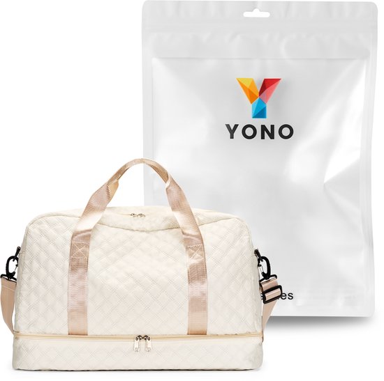 YONO Sac de voyage - Sac week-end - Sac Duffel - Femme - Homme - Bagage à main - 50x30x25 - Beige Champagne