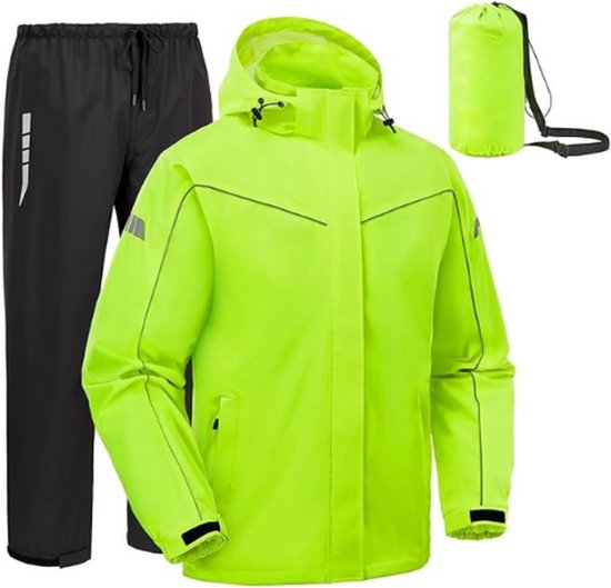 Foto: Regenpak voor heren opvouwbare waterdichte regenjas en broek reflecterende regenjas voor buiten golf wandelen vissen