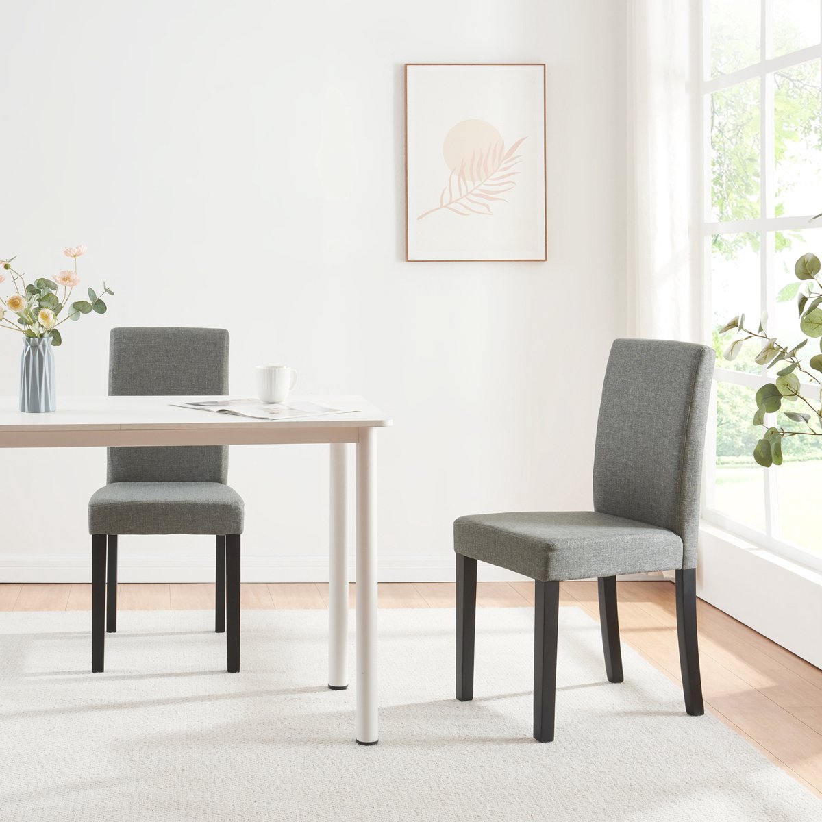 en.casa Eetkamerstoel set van 4 Hamburg eetkamerstoelen lichtgrijs en zwart [en.casa]