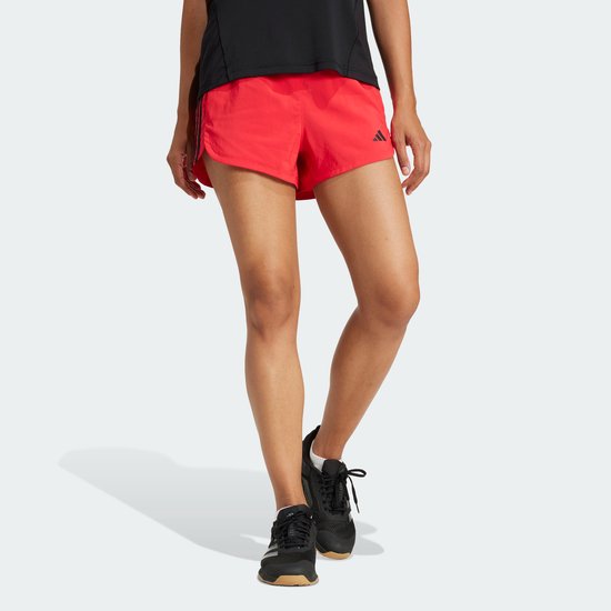 Short d'entraînement tissé taille haute adidas Performance Pacer 3 bandes - Femme - Rouge - XS 13 cm
