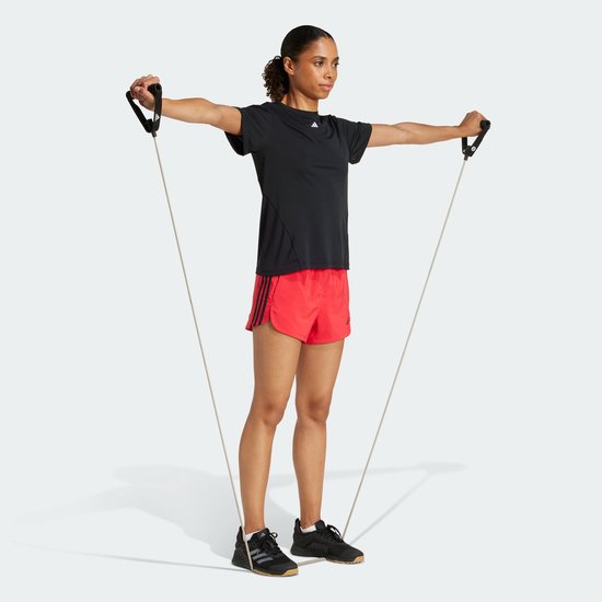 Short d'entraînement tissé taille haute adidas Performance Pacer 3 bandes - Femme - Rouge - XS 13 cm