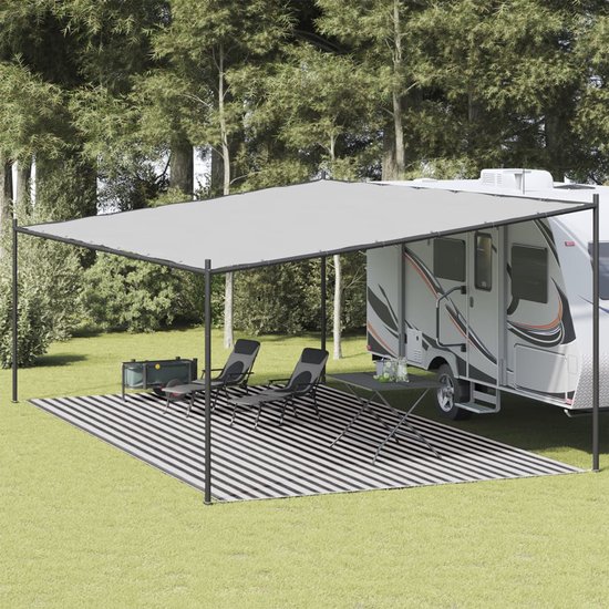 vidaXL - Tenttapijt - 400x600 - cm - HDPE - antracietkleurig - en - wit van Vidaxl — afbeelding 2