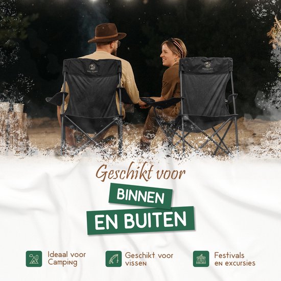 Recalma Campingstoelen Opvouwbaar Set van 2 - Vouwstoel - Lichtgewicht Visstoel Inklapbaar - Draaggewicht 100 kg - Incl. draagtas - Zwart