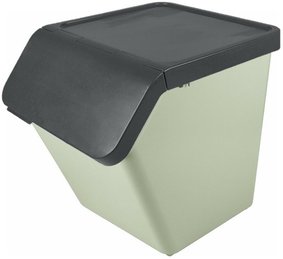 Sunware Sigma Home sorteer bak met deksel - afvalbak - groen - stapelbaar - 60L - 49 x 39 x 45 cm