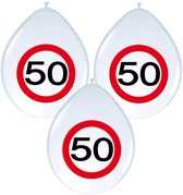 Ballonnen 50 jaar - 8x - 30 cm - verkeersbord - versiering Sarah/Abraham - feestversiering verjaardag