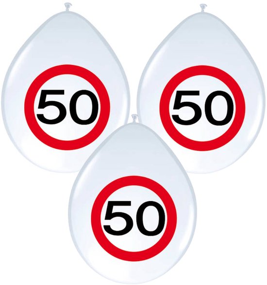 Ballonnen 50 jaar - 8x - 30 cm - verkeersbord - versiering Sarah/Abraham - feestversiering verjaardag