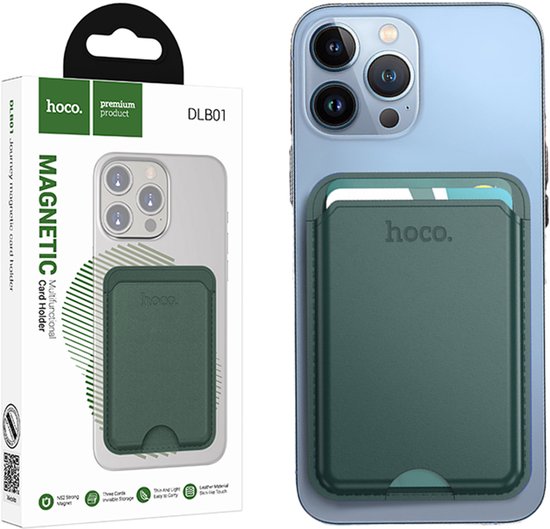Hoco Portemonnee Pasjeshouder - Groen - Wallet Geschikt voor MagSafe - Magnetische Kaarthouder Geschikt voor iPhone 12/13/14/15/16/Plus/Pro/Pro Max