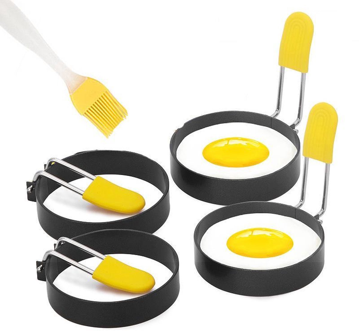 Ei Ringen set 4-delig - Pancake vorm set - Pannenkoekjes maker - Fried Egg Mold - RVS