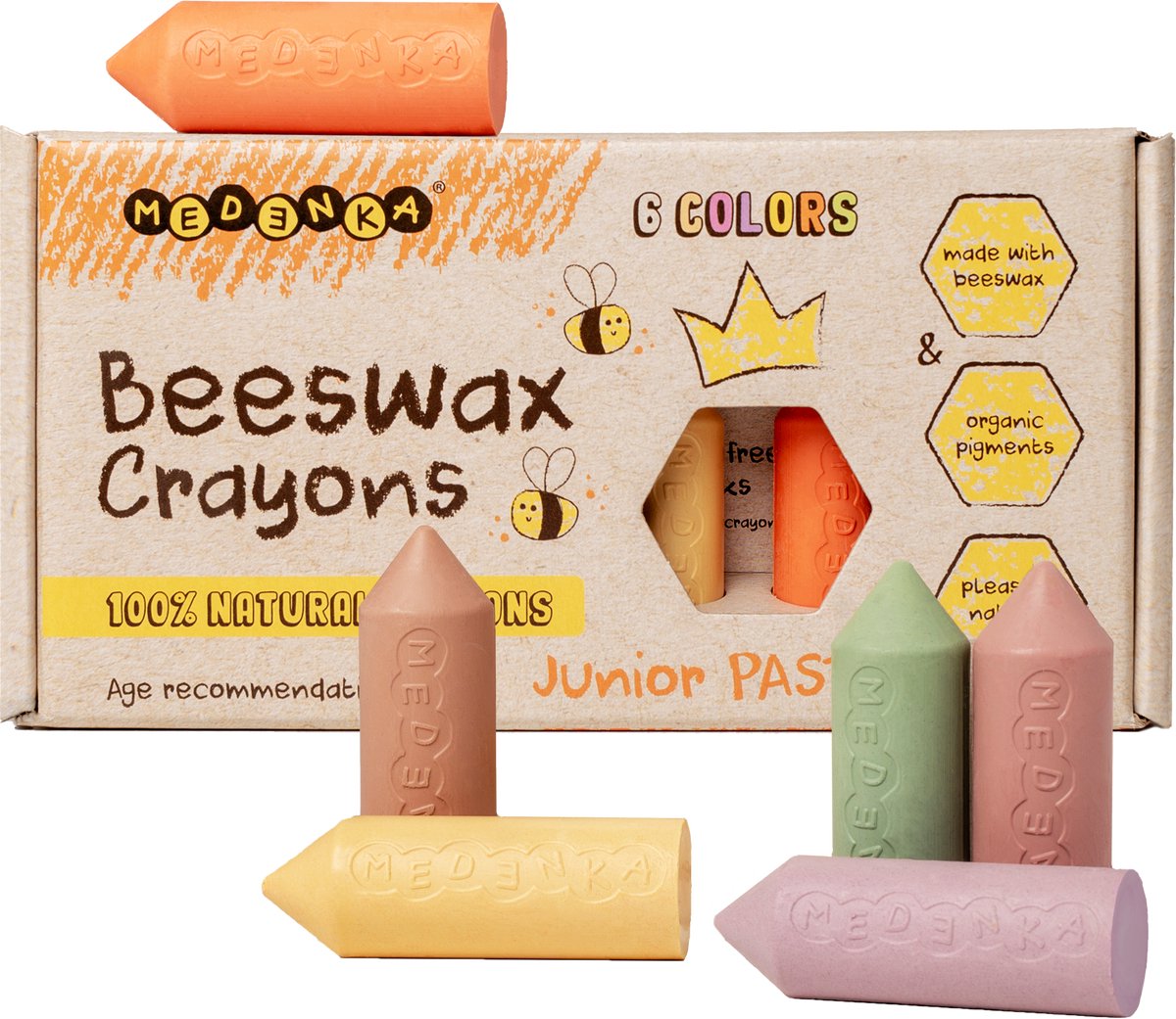10 Boîtes De Crayons De Couleur Bébé - Cire D'abeille Non Toxique, 8 Couleurs