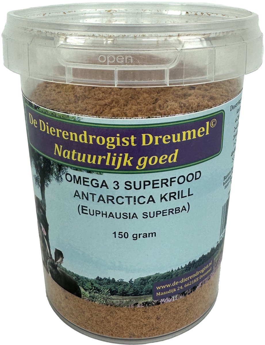 Dierendrogist Krill 150 Gr - Eiwit Supplement Honden Katten - Ondersteuning Immuunsysteem, Antioxidant Astaxanthine