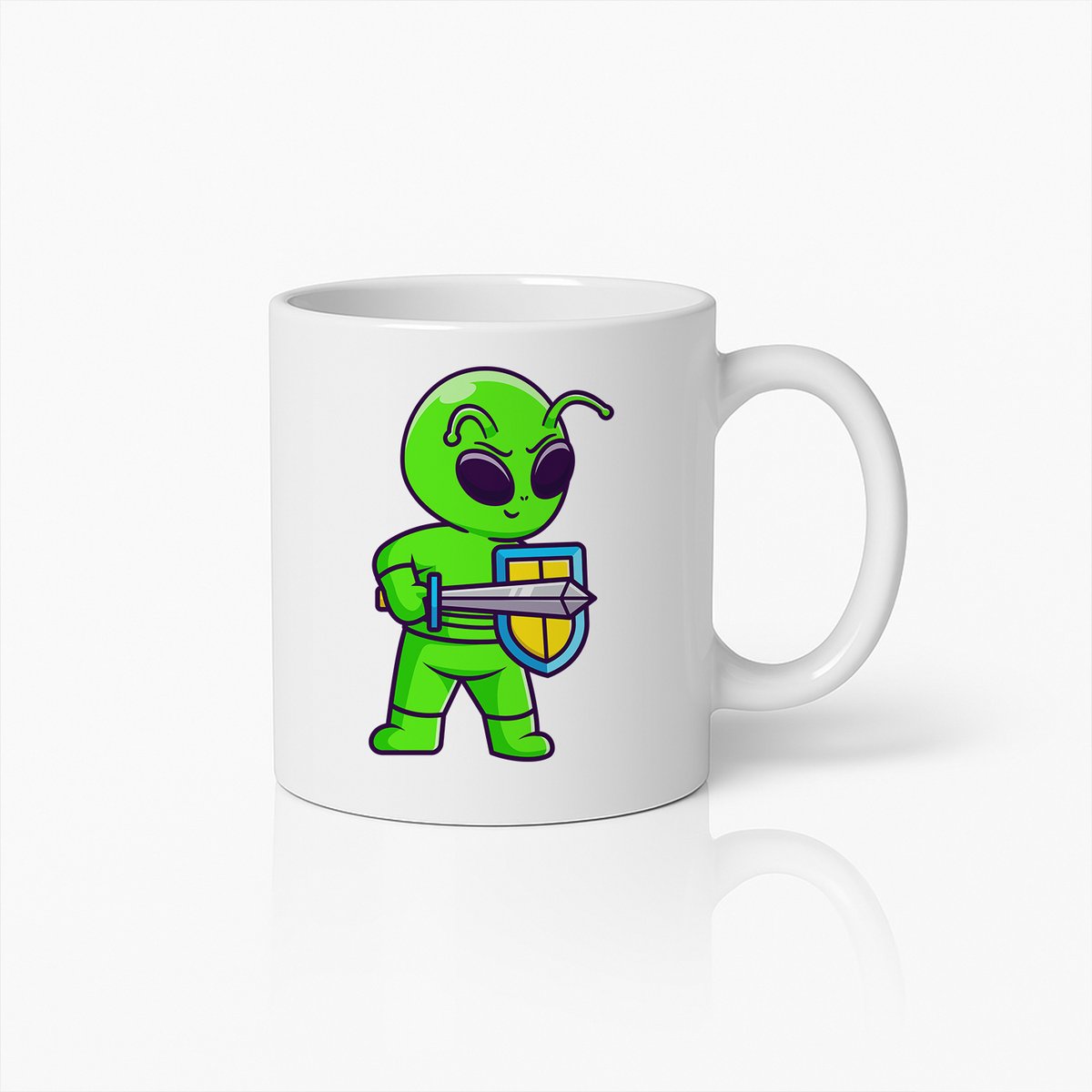 Coole Alien Krijger Mok – Unieke Cartoon Koffiebeker voor Sci-Fi Fans