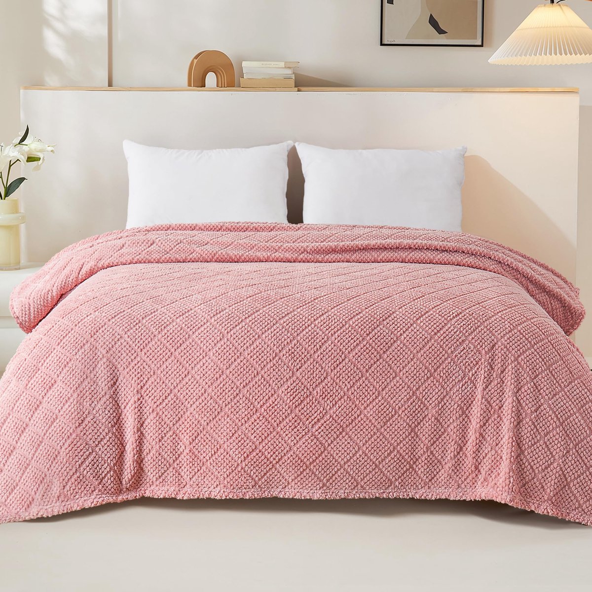 Unyqoos Zachte en Luxe Wafeldeken voor Comfort en Stijl in Elk Seizoen, 150 x 200 cm, Roze