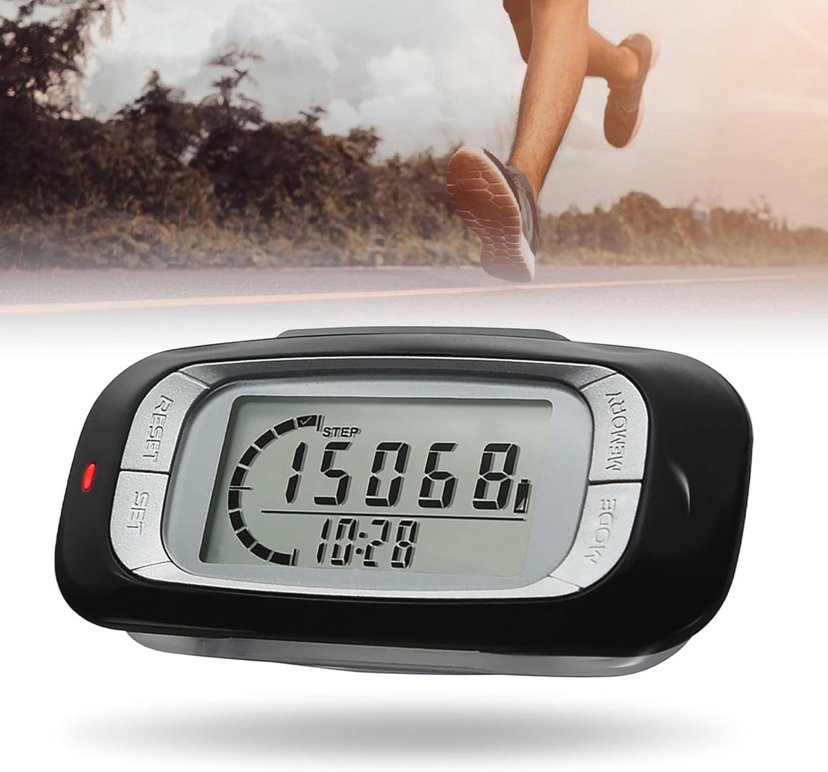 3D Stappenteller - Clip-on Fitness Tracker voor Stappen, Activiteitstijd, Mijl en Calorieën