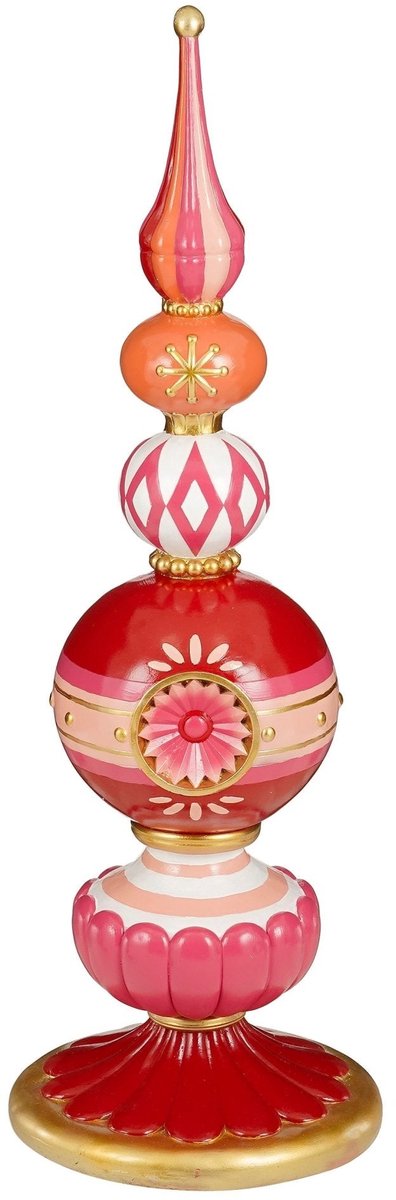 Mica Decorations Kerstversiering Finial - 42x42x124 cm - Polyresin - Roze