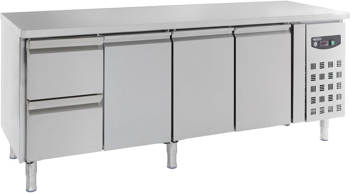 Combisteel Koelwerkbank - 553L - 3 Deuren + 2 Laden - +2°C/+8°C - Geforceerd - 2230x700x850mm
